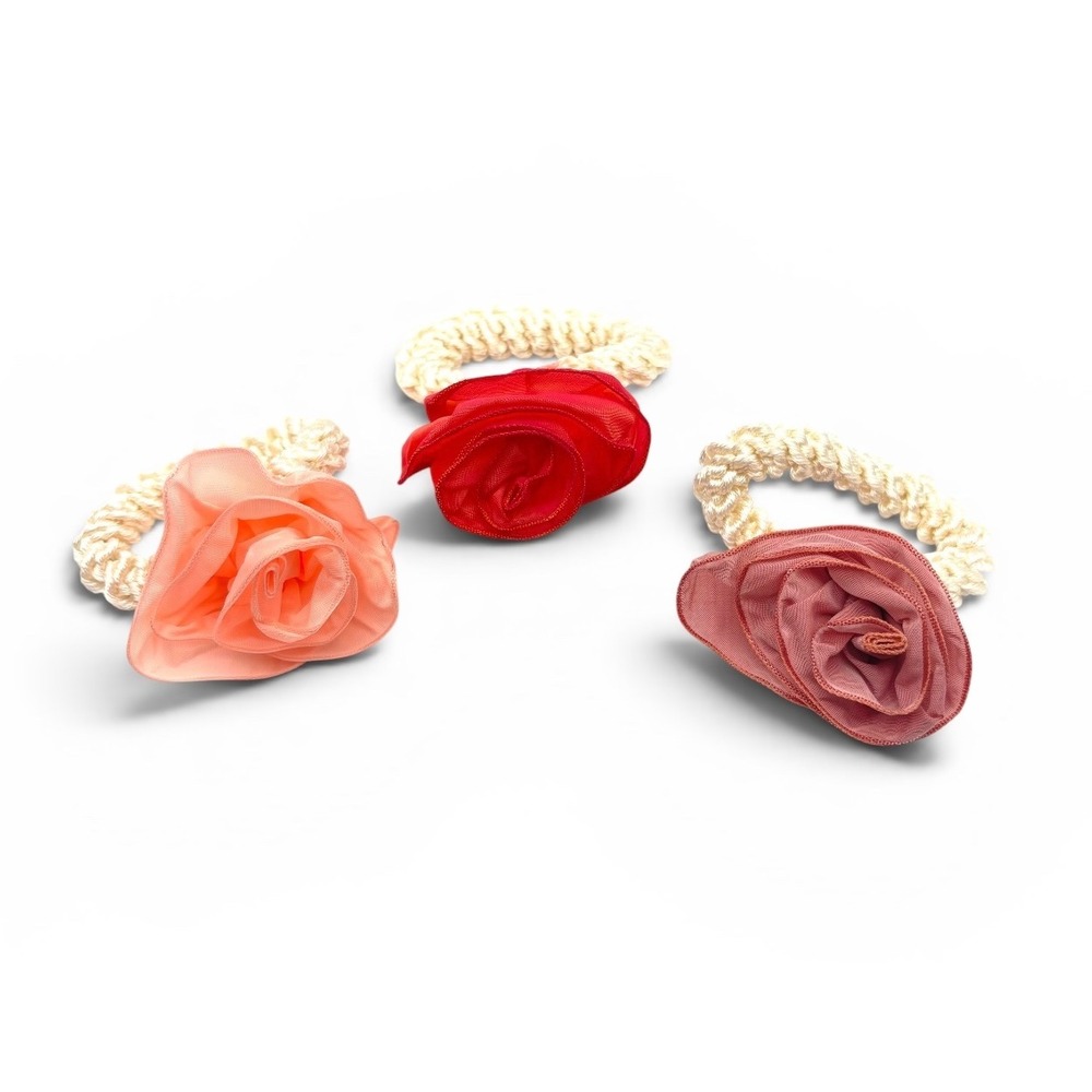 Vintage Rosette Hair Tie Coiled Elastic Ponytail Holders Cottagecore Coquette